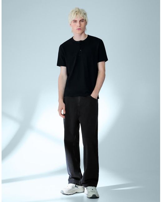 Bershka Blue Tall Baggy Jeans for men