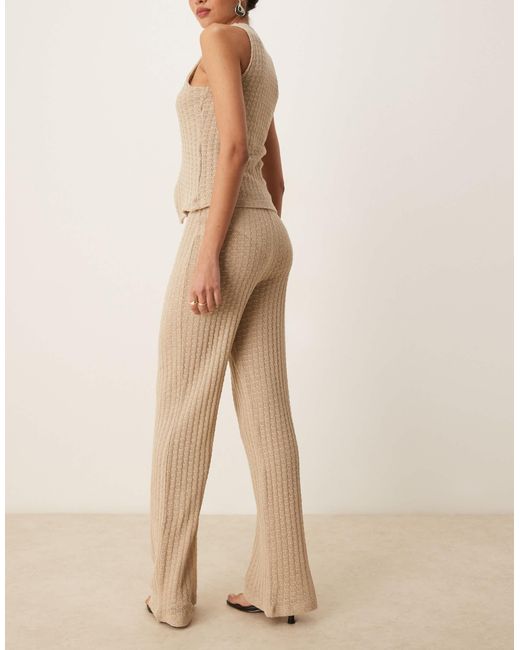 ASOS Natural Co-ord Semi Sheer Knit Wide Leg Trouser