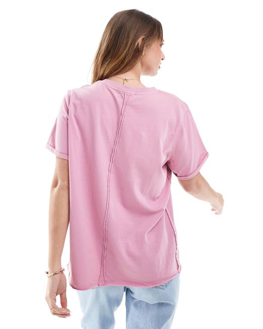 ASOS Pink Slouchy Raw Edge Regular Fit Washed T-shirt