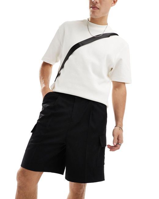 Pantaloncini eleganti cargo neri di ASOS in White da Uomo