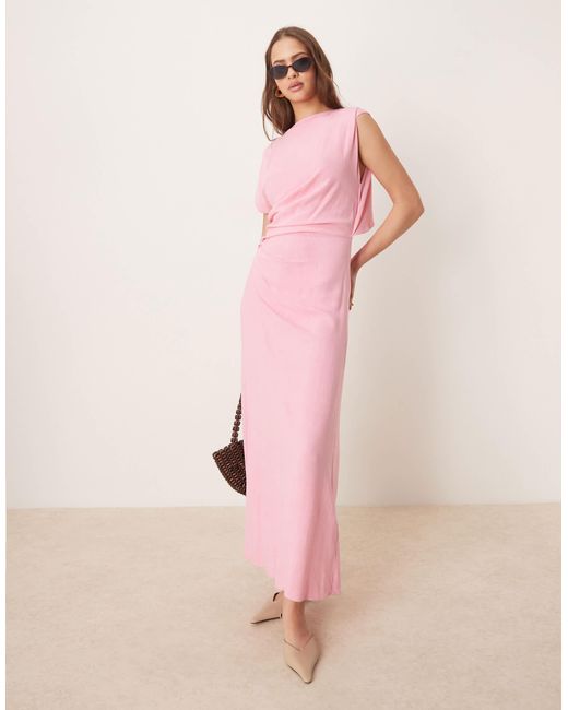 ASOS Pink – midaxikleid aus leinen