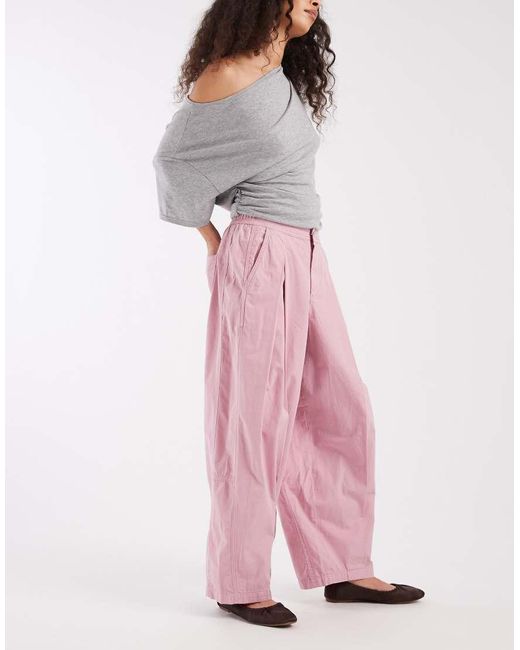 Miss Selfridge Pink Casual Barrel Leg Trouser