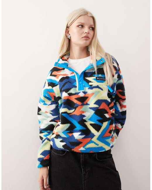 Columbia Blue Helvetia Ii Printed Cropped Half Snap Fleece