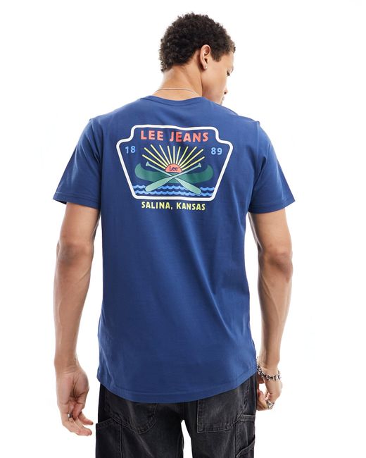 T-shirt avec logo canoë imprimé dans le dos - bleu foncé Lee Jeans pour homme en coloris Blue