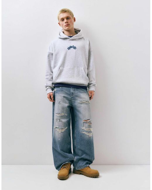 Pull&Bear – kastiger kapuzenpullover in Gray für Herren