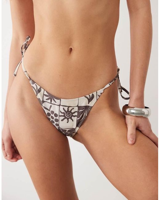 ASOS Brown Lea Rio Tie Side Ruched Bum Bikini Bottom