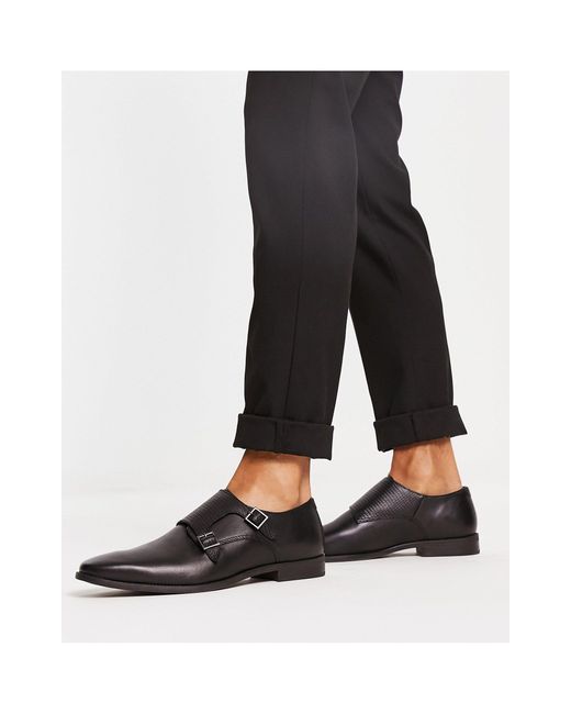 Red Tape Monk Shoes With Contrast Strap in Black for Men | Lyst