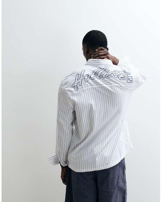 Hollister White Long Sleeve Poplin Shirt for men