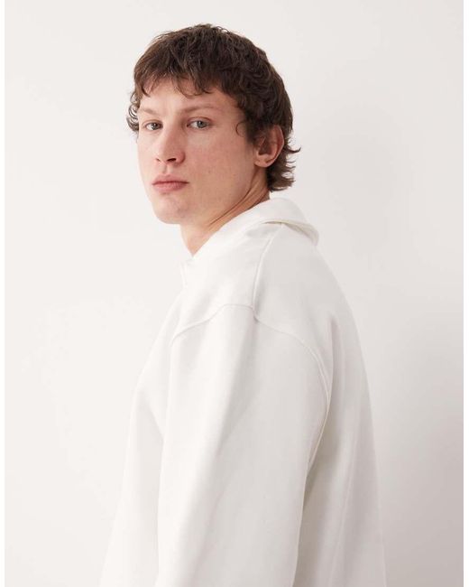 ASOS White Oversized Heavyweight Collared Sweatshirt With Zip for men