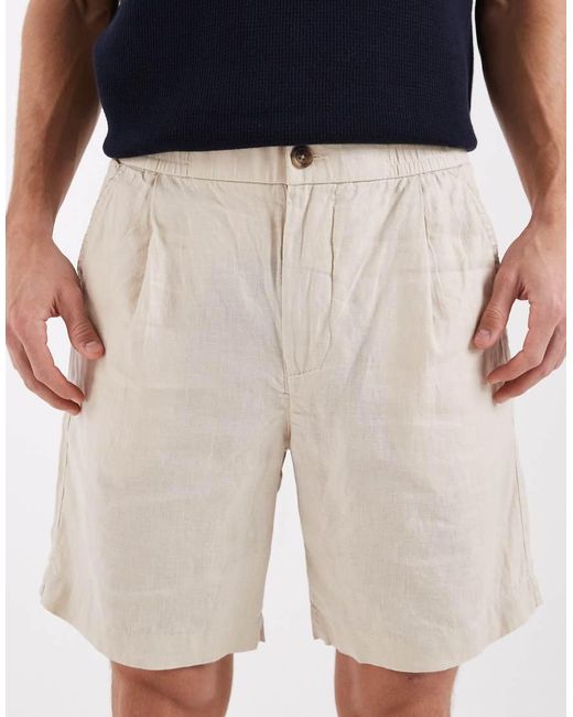 SELECTED Blue Pure Linen Shorts for men
