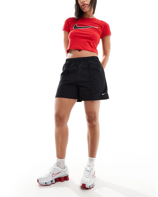 Nike Black Essentials Mid Rise Fleece Shorts