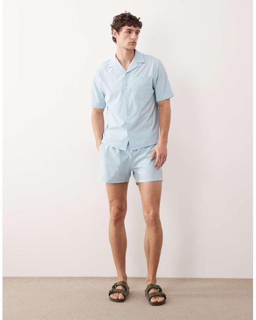 Free Society Blue Short Sleeve Beach Shirt for men