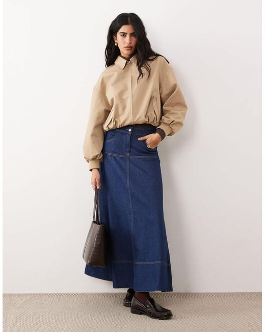 ASOS Blue Drop Waist Denim Circle Skirt