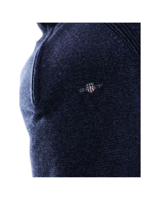 Gant – strickpullover aus zweifarbigem lammwoll-mix in Blue für Herren
