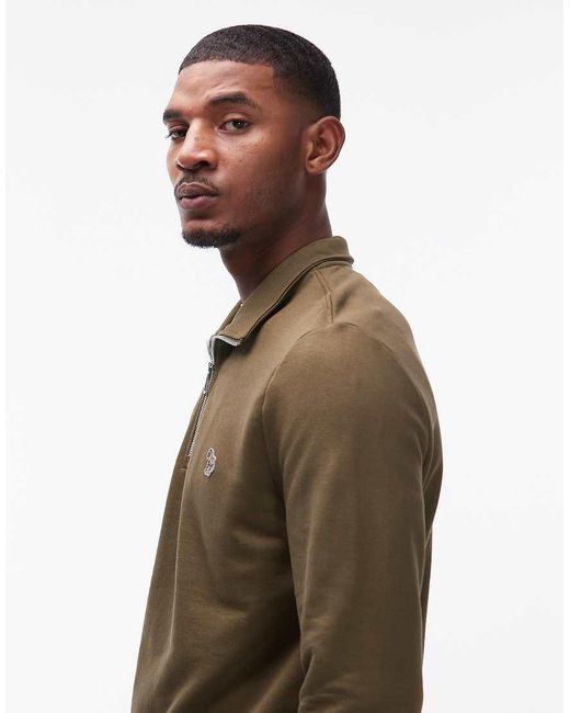 Paul Smith Brown Half Zip Up Logo Sweater for men