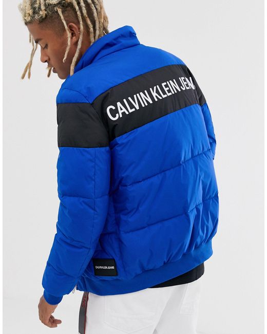 Doudoune rayée sur la poitrine Calvin Klein pour homme en coloris Blue