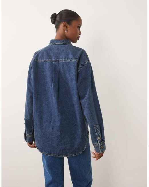GOOD AMERICAN Blue Oversized Button Through Denim Shirt