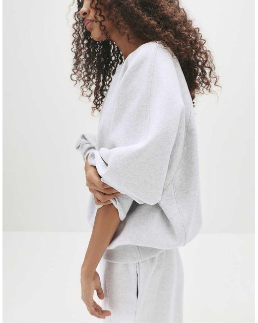 Felpa Oversize Mélange Con Cuciture A Vista di Pull&Bear in White