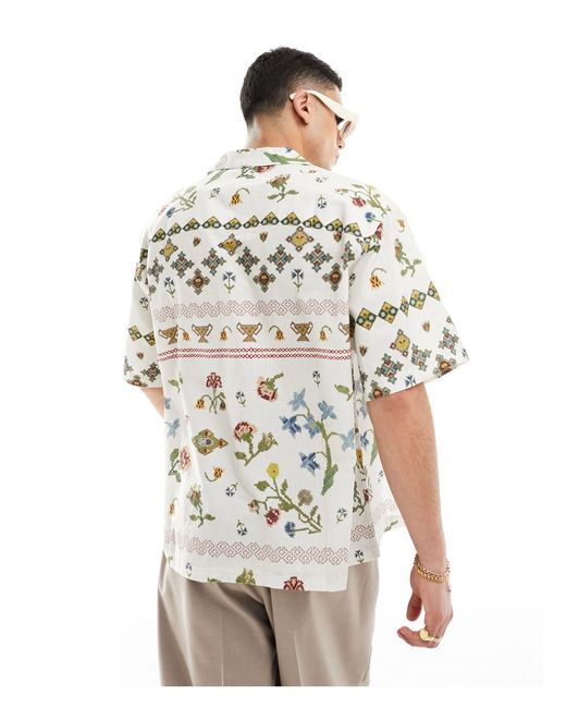 Chemise oversize à col cranté - imprimé fleurs ASOS pour homme en coloris Natural