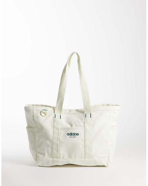 Adidas Originals White Adidas Training Canvas Linen Look Tote Bag