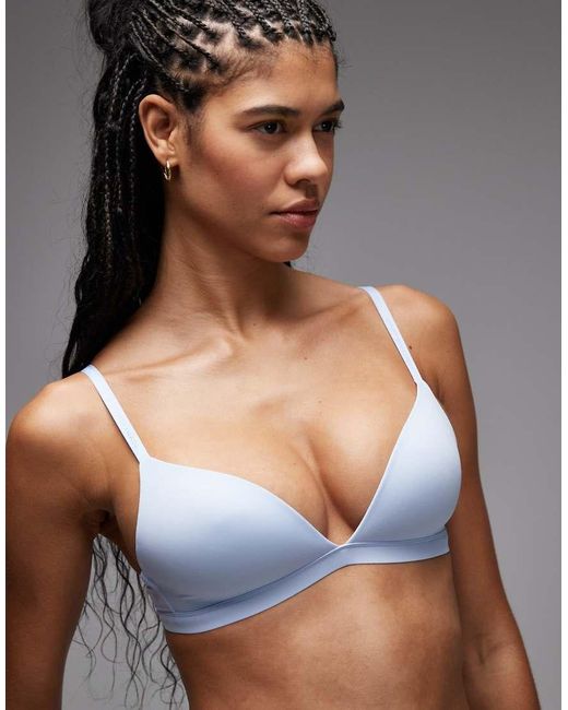 Tommy Hilfiger Blue Microfibre Essentials Padded Triangle Bra