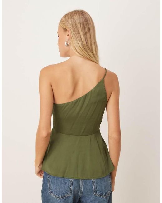 ASOS Green One Shoulder Satin Cami Top