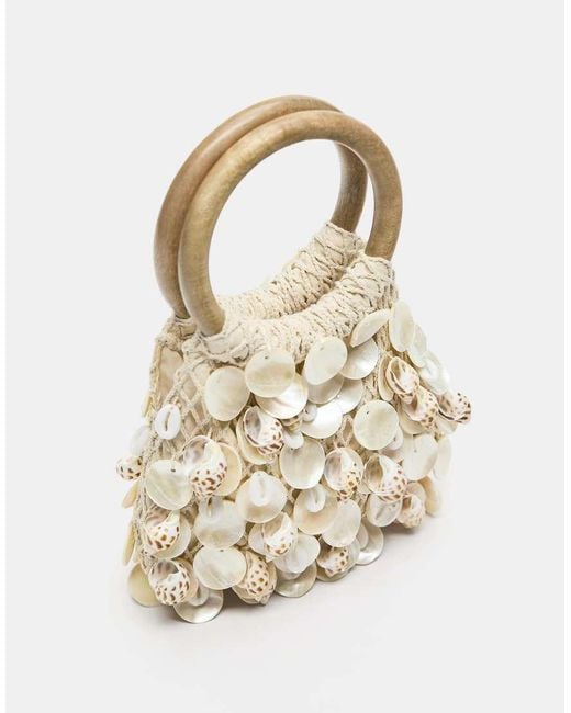 Pull&Bear White Beaded Handbag
