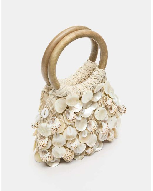 Borsa A Mano Écru Con Perline di Pull&Bear in White