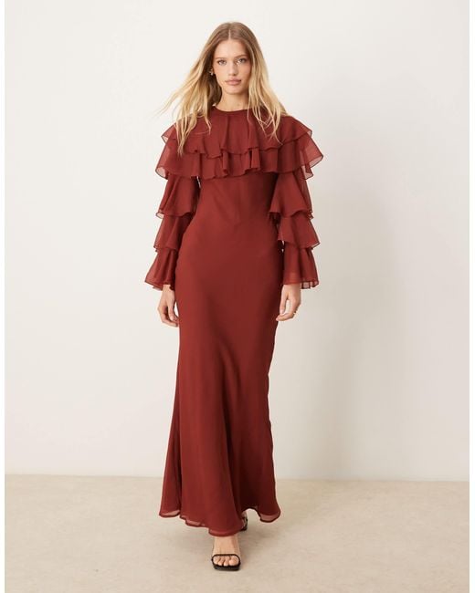ASOS Tiered Ruffle Overlay Bias Maxi Dress | Lyst
