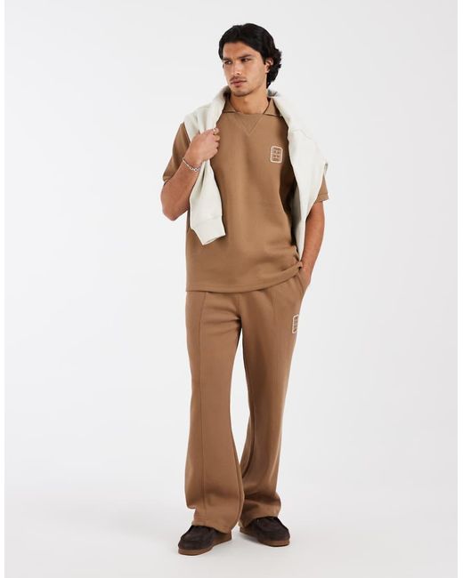 Lacoste Brown Loose Fit Drawstring Logo Trackies for men