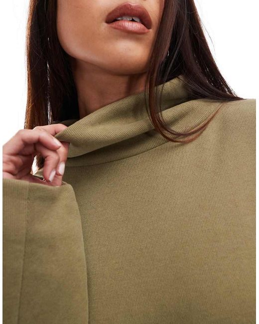 ASOS Green Supersoft Cocoon Sleeve Funnel Neck Mini Dress