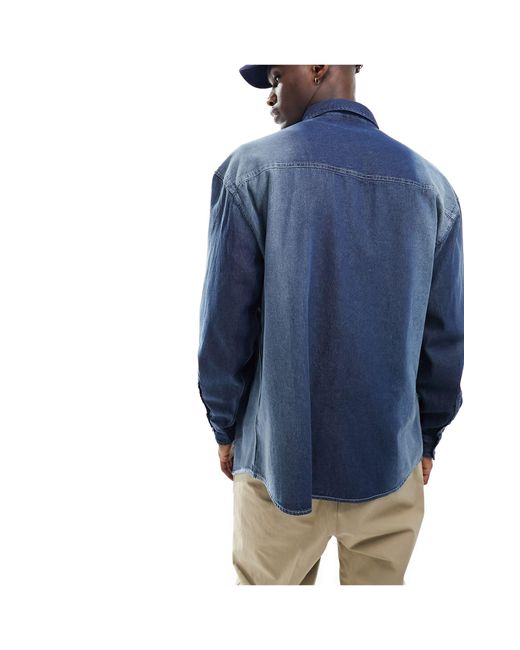 Camicia di jeans oversize anni '90 lavaggio di ASOS in Blue da Uomo