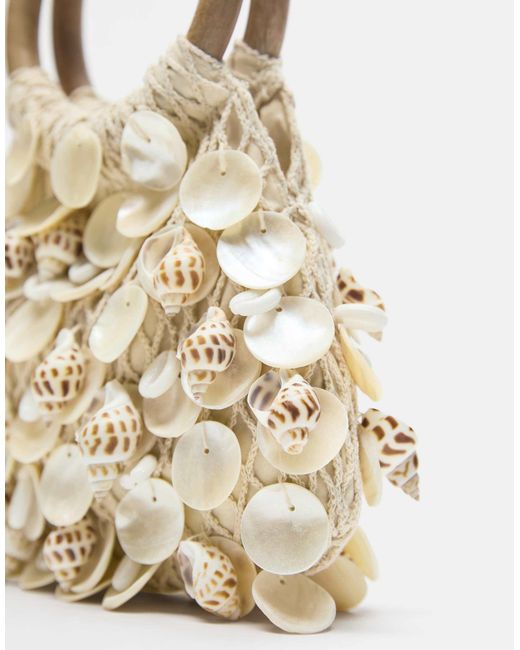 Pull&Bear White – mit perlen besetzte handtasche