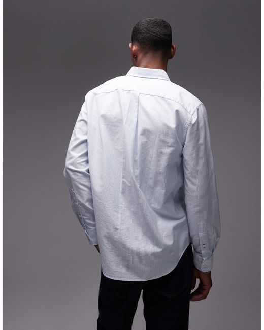 Tommy Hilfiger – langärmliges oxford-hemd mit en streifen in Gray für Herren