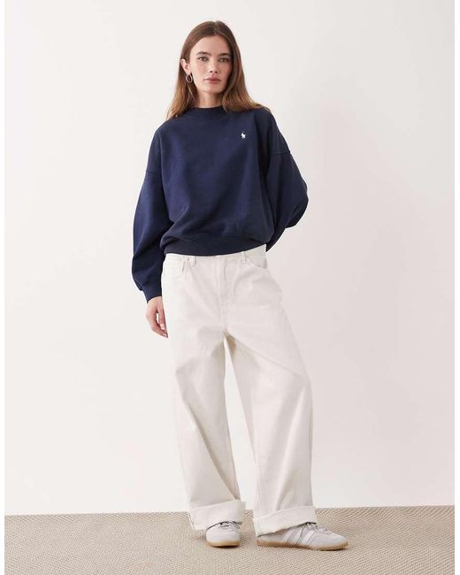 Polo Ralph Lauren Blue Logo Back Vintage Fleece Sweatshirt