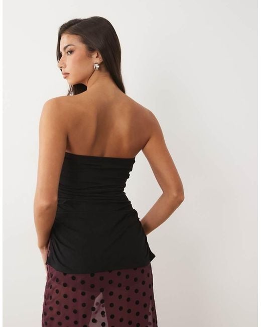 Oh Polly Red Modal Bandeau Long Line Split Hem Top