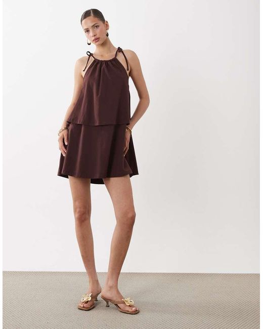 ASOS Red Tie Neck Baby Doll Mini Dress