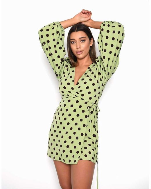 Glamorous Green Wrap Mini-Dress