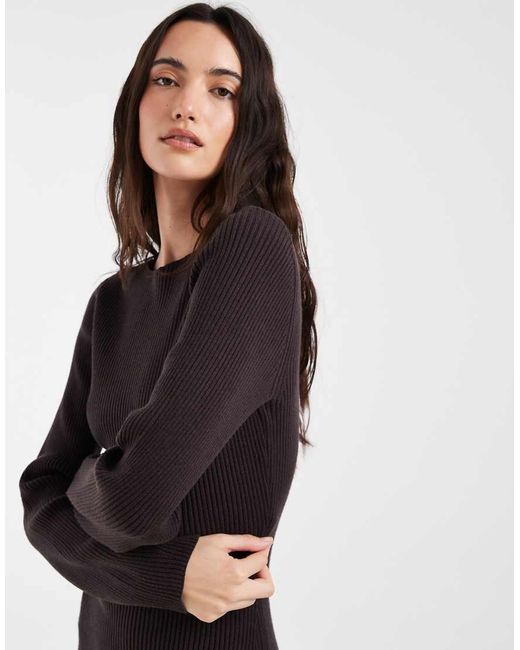 Vero Moda Black Long Sleeve Boat Neck Knitted Mini Dress