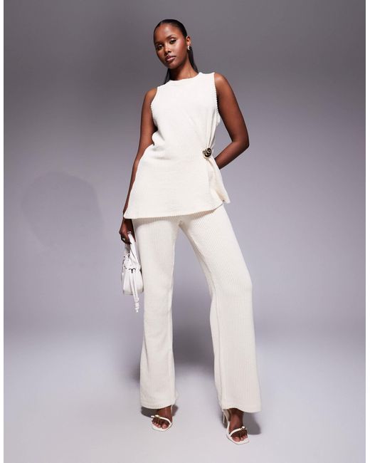 River Island Purple Textured Wide Leg Pants