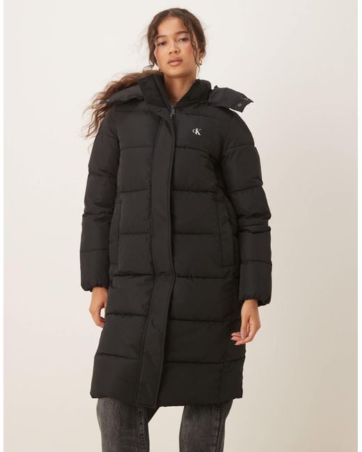 Calvin Klein Black Long Essential Puffer Jacket