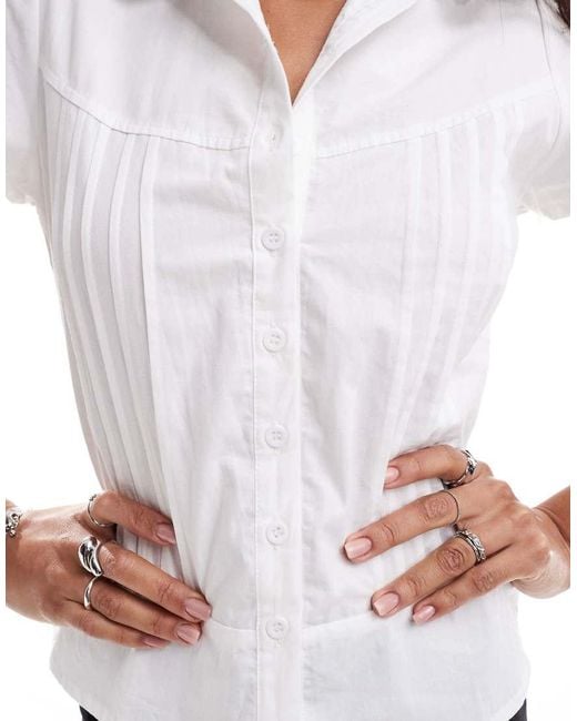 Motel White Wilmot Pintuck Blouse