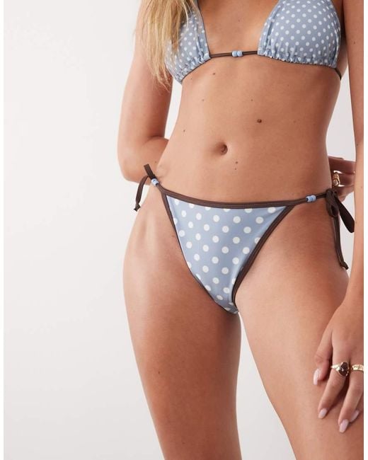 Going Somewhere Black Polka Dot Tie Side Bikini Bottoms With Contrast Trim