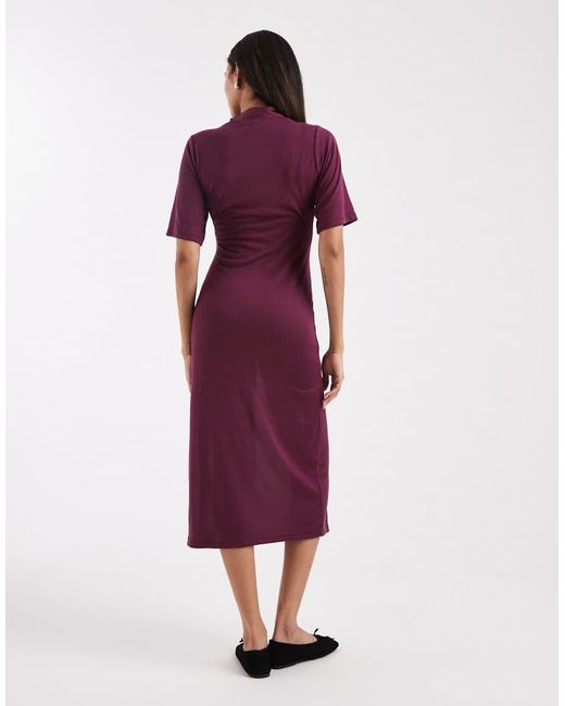 Mama.licious Red Mamalicious Maternity Short Sleeve Wrap Front Jersey Midi Dress