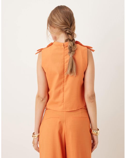Sister Jane Orange Bow Detail Top
