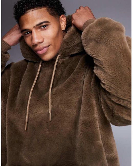 Oversized faux fur hoodie sale