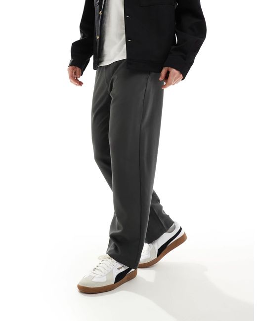Bershka Black Wide Leg Tailored Trouser for men