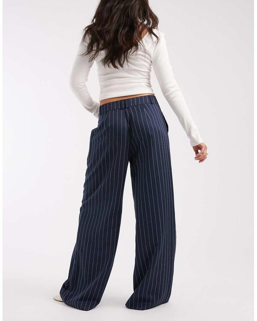 Pantalones De Sastre De Talle Bajo Y Corte Masculino De Pernera Ancha Con Raya Diplomática Da ASOS de color Blue