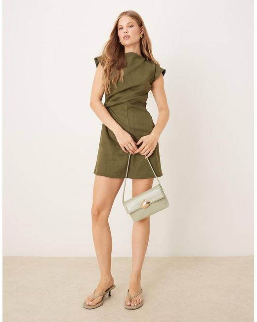ASOS Natural Suede Drape Mini Dress
