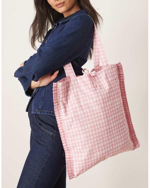 Accessorize Shopper Tas Met Gingham Ruit in het Blue